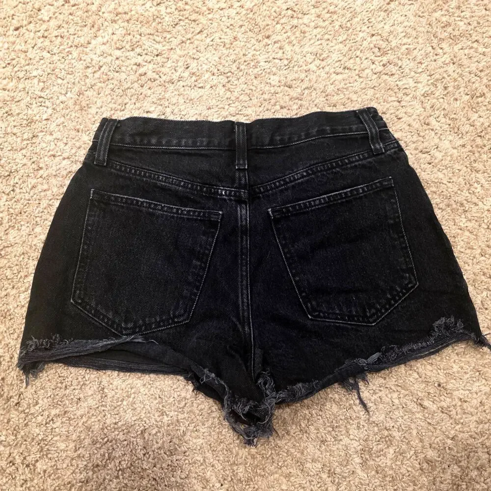 Abercrombie & Fitch black denim high-rise cut-off shorts  sz 27